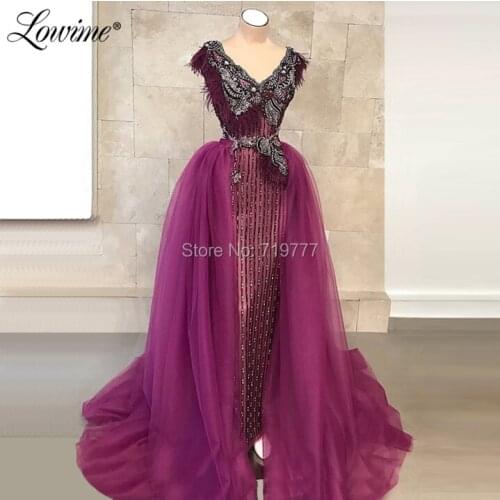 Beaded Vintage Evening Dress Robe De Soiree 2020 Prom Dresses Feathers Islamic Dubai Party Gowns For Wedding Middle East Dress