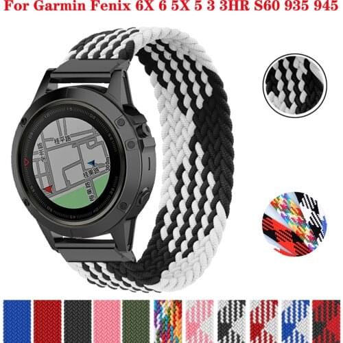 22 26mm Braided Solo Loop Nylon Quick Release Watch Strap For Garmin Fenix 6 6X Pro 5X 5 Plus 3 3HR 935 945 S60 Wristband Strap
