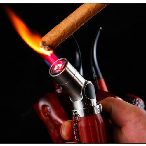 Cigar Cigarette Torch Turbo Lighter Portable Spray Gun Lighter Windproof Jet Butane Gas Pipe Welding Nozzle Inflatable Lighter