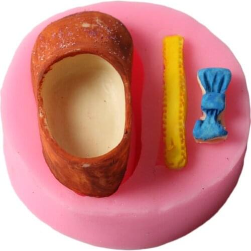 Cute Baby Bow Shoe Shape Silicone Fondant Cake Mold Kitchen Baking Mold Cake Decorating Mould Sugarcraft Chocolate Mold