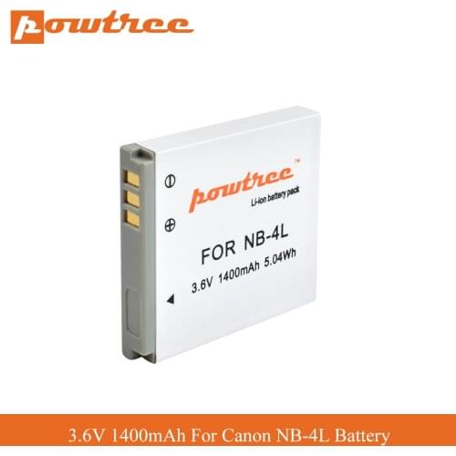 POWTREE NB-4L 1400mAh Replacement Digital Camera Li-ion Battery Pack for Canon IXUS 30 40 50 55 60 65 70 75 NB4L NB 4L L70