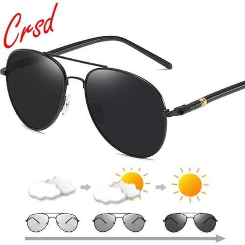 CRSD 2020 Classic Polarized Photochromic Sunglasses Mens Bussiness Transition Lens Driving Eyewear Male Driving Change Goggles