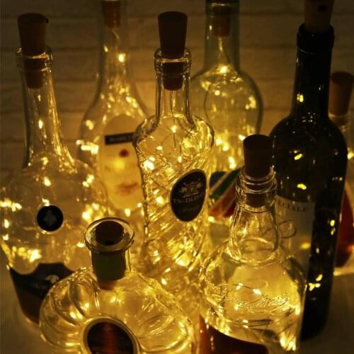 Battery Powered Garland Wine Bottle Lights with Cork 1M 2M LED Copper Wire Colorful Fairy Lights String for Party Wedding Deco