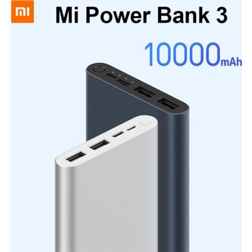 Xiaomi 3 Power Bank 10000mAh USB Type C Two-way 18W Quick Charge Xiaomi Mi Power Bank 3 Xiaomi Powerbank Portable Charger