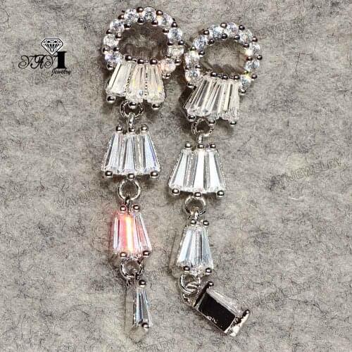 YaYI Jewelry Fashion Princess Cut 7.8CT White Zircon Silver Color long Ear Earrings wedding Party tassel Earrings Gifts