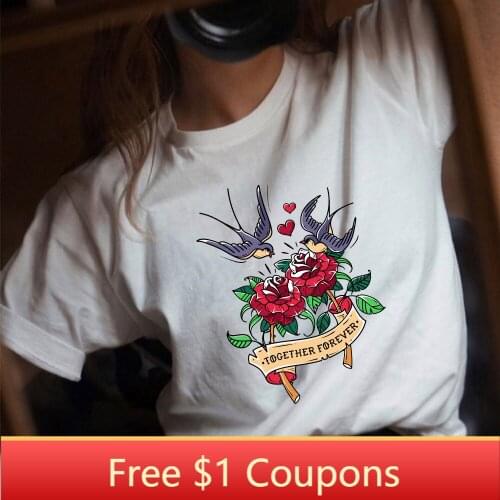 Feminist t-shirt Vintage Floral Print Summer Style tshirt Women Top&Tees harajuku Punk Shirt Woman Clothes Plus Size