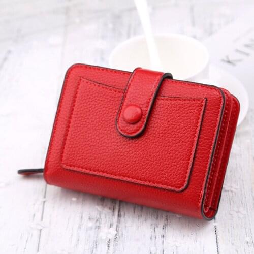 Women Wallets New Luxury Brand Red Black Small Mini Coin Purse Hasp Card Holder Lady Wallet Zipper Female Leather Buckle