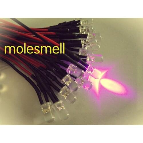 1000pcs 5mm 24v Pink Water clear LED Lamp Light Set 20cm Pre-Wired 5mm 24V DC pink led