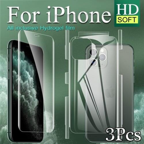 3 In 1 Full Coverage Front Back 12 Pro Max Screen Protector For IPhone 11 ProMAX XS Hydrogel Film 11Pro 12Pro XR 11ProMax Soft