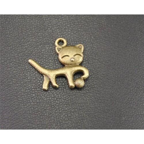 30pcs Bronze Play Ball Kitten Charms Pendant DIY Necklace Bracelet Bangle Findings 19x19mm A1969