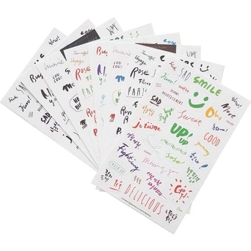 30packs/lot Letter Colorful Smile and words Paper Stationery Stickers Decorations Scrapbooking Diary Albums Wholesale