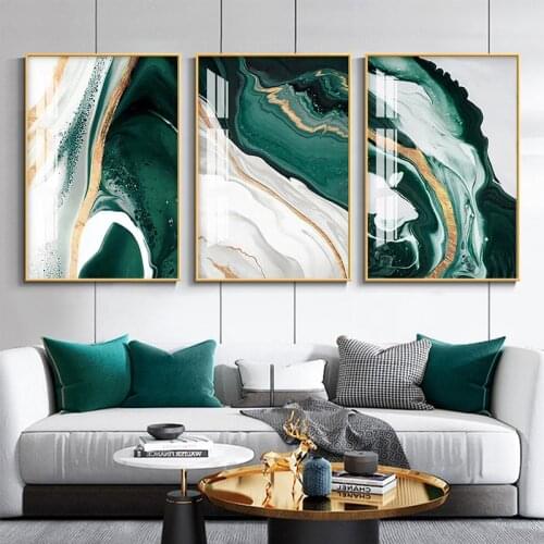 Abstract Canvas Art Poster Gold Foil Marble Green Wall Picture For Living Room Home Decor Aesthetic Scandinavian Wall Painitng