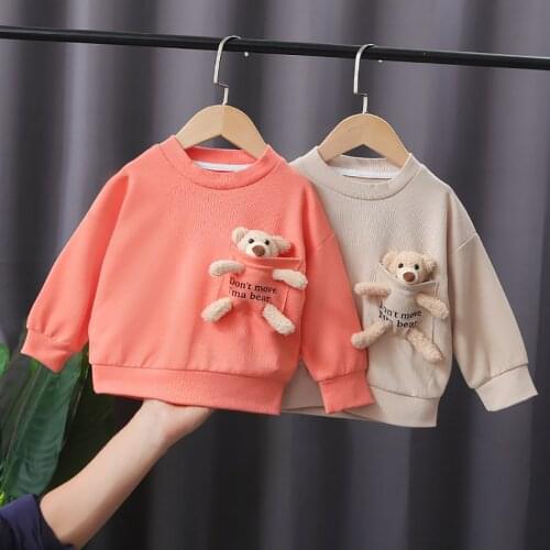 Children Autumn Clothing Boys Girls Pocket Bear Sweatshirts Toddler Girl Fall Clothes 2020 Korean Baby Cute Clothes 1-6 Years