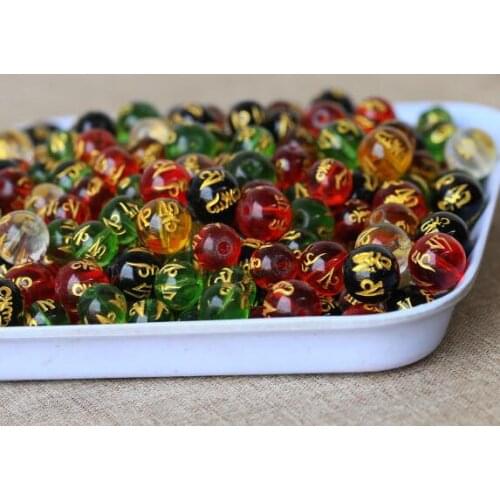Diy gold blocking crystal beads hand-carved word Buddhist beads Loose bead