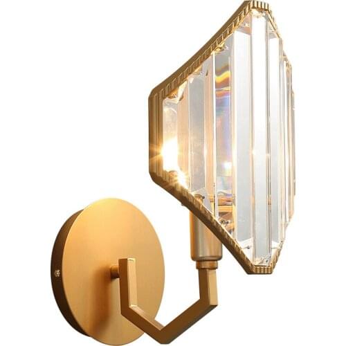 European Style Golden LED Light Crystal Wall Lights Personality Bedside Lamp Living Room TV Background Wall Decor Light Fixture