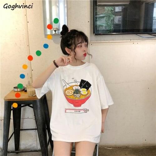 T-shirts Women Short Sleeve Harajuku Cartoon Printed White Loose Kawaii Girls Daily Casual All-match Cute Korean Style O-Neck