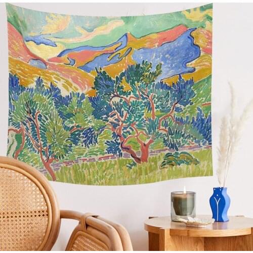 Art Mountain Tapestry Wall Hanging Psychedelic Wall Hippie Henri Matisse Wall Art Tapestries Home Decor Bohemian Dorm Room