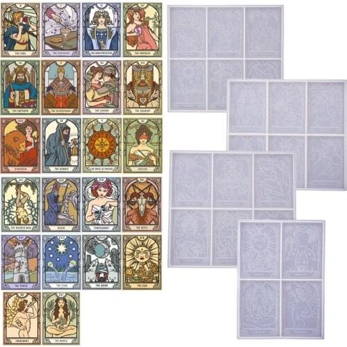 Tarots Game Cards Epoxy Resin Mold Divination Silicone Mold DIY Crafts Ornaments Home Decorations Resin Casting Tools