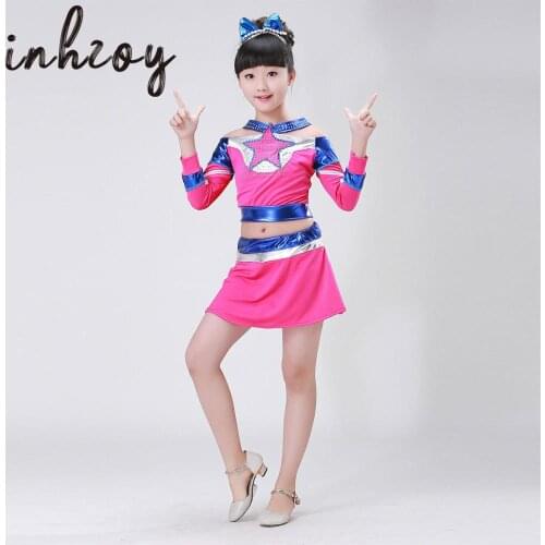 Kids Girls Cheerleader Costume School Jazz Dance Costume Outfit For Carnival Party Cosplay Dress Up Clothes Cheerleading Uniform