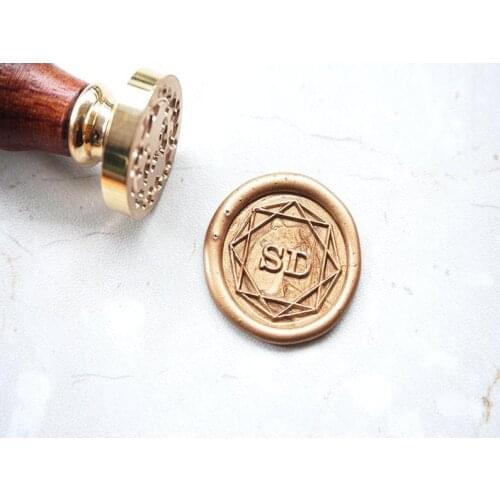 Crystal Geometric Monogram Sealing Stamp ,Personalized 2 Initials Wax Stamp , Wedding Initials Seals , Custom your own logo