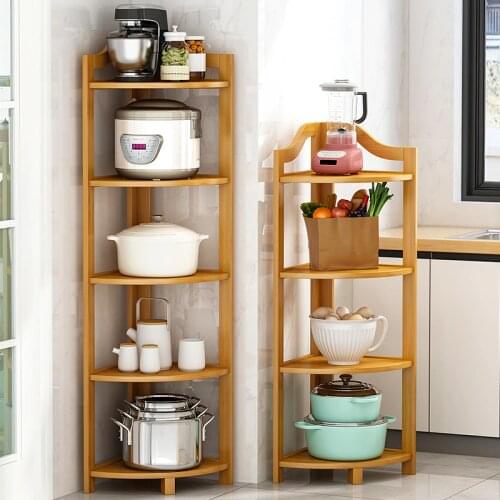 Kitchen storage racks, corners, floor-to-ceiling, multi-layer vegetable triangular countertops, household large corner shelves