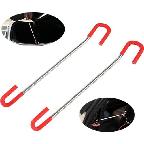 FOSHIO 2pc Metal Support Rod Auto Door Trunk Wrapping Cleaning Help Tool Carbon Fiber Film Install Support Frame Car Accessories