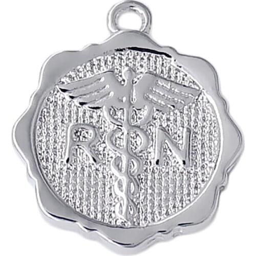 Double Nose Alloy Metal Caduceus Symbol R & N Medical Charm Pendants