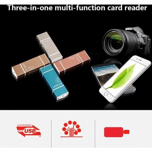 MicroSD SD TF USB2.0 MicroUSB Lightning I-Flash OTG Universal Memory Card Reader Design for Ipad IPhone Android Phone PC