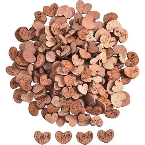 100Pcs Mini Wooden Love Heart Wedding Party Decoration Wood Slices DIY Crafts Scrapbooking Rustic Wood Home Decor Accessories