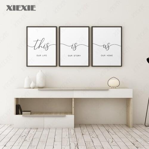 Minimalist Sign Canvas Painting This Is Us Our Life Our Story Our Home Poster and Print Wall Art Picture Scandinavian Decor