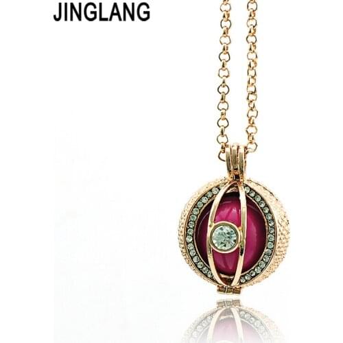 Fashion Angel Necklace Baby Musical Bells Copper Rhinestone Eyes Cage Pendant Necklace For Women Jewelry
