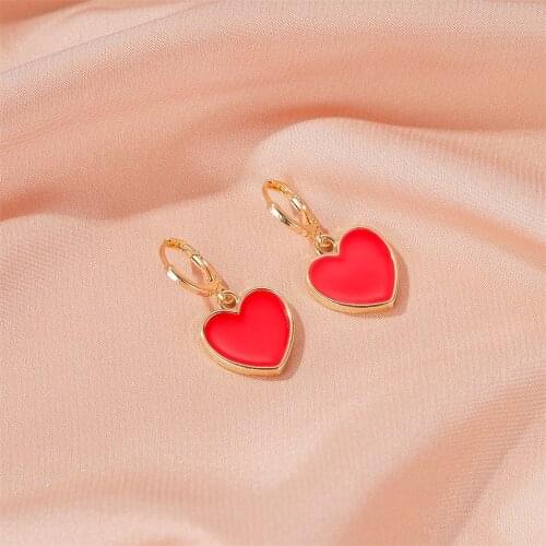 Fashion Romantic Little Red Heart-shaped Pendant Earrings Charming Womens Wedding Party Earrings Jewelry Valentines Day Gifts