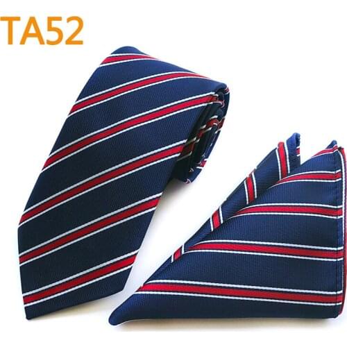 Mens Ties Set Classic Diagonal Striped Necktie with Woven Pocket Square