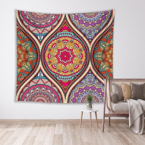LEVOO Wall Hanging Tapestry Patterned Tiles Mandala Vintage Decorative Elements Islam Ottoman Pattern Psychedelic Tapestry