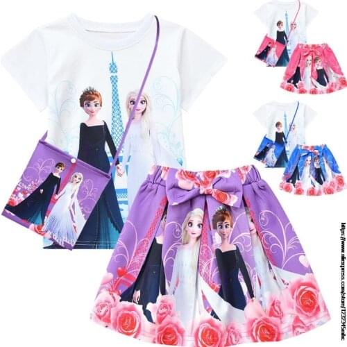 New frozen 2 Anna Elsa Dress Girls Princess Set Cosplay Elza Birthday Party Costumes Princess kids Dress 1set 4pcs