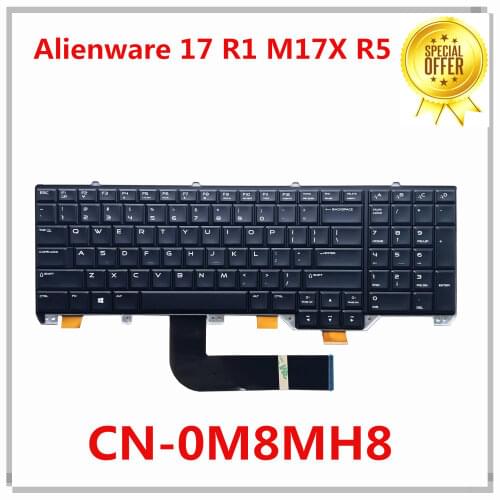 NEW Original For DELL Alienware 17 R1 M17X R5 Laptop Keyboard US Black With Backlit 0M8MH8 M8MH8 PK130UJ1B00 NSK-LC0BC 01