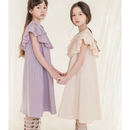 Girls Dress Summer Ruffle Childrens Dresses for Girl Cotton Teen Dress Elegant Kids Clothes Mother Daughter Matching 2-16Y