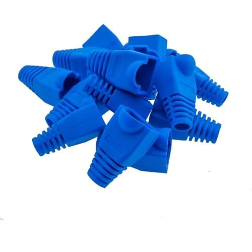 30/50/100pcs RJ45 Connector Cat 5 5e 6 RJ45 Plug Cap Ethernet Network Cable Strain Relief Boot RJ45 plug Socket Boot Blue HY202