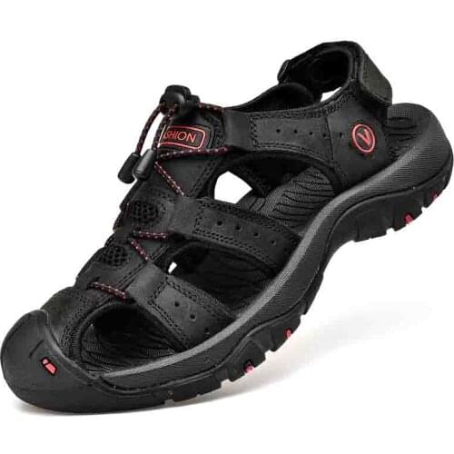 Classic Mens Sandals Summer Soft Sandals Comfortable Men Shoes Genuine Leather Sandals Big Size Soft Outdoor Men Roman Sandals