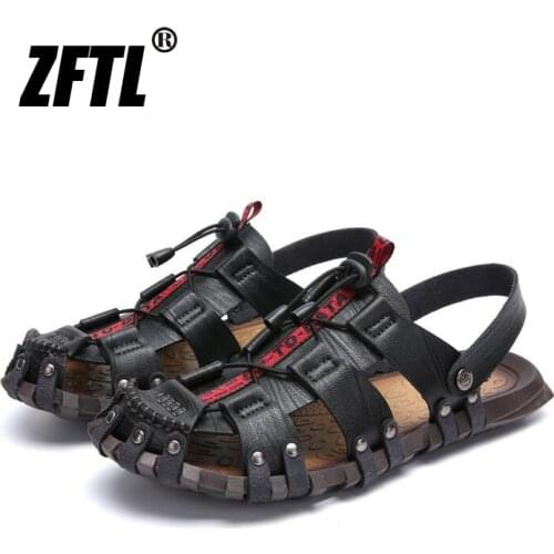 ZFTL Mens sandals new genuine leather outdoor beach shoes large size man casual shoes summer handmade mens leisure sandals 061