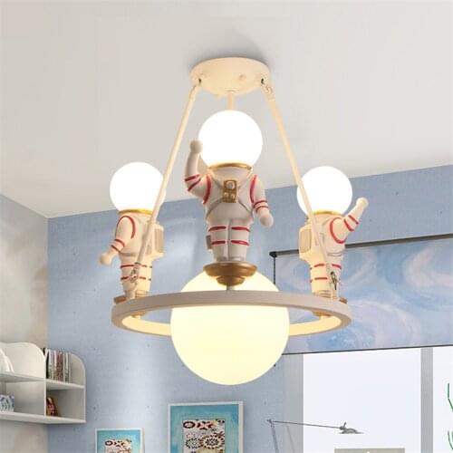Nordic Cartoon Astronaut Ceiling Lights Boy Room Childrens Room Lights Bedroom Study Model Room White Home Decor Ceiling Lamps