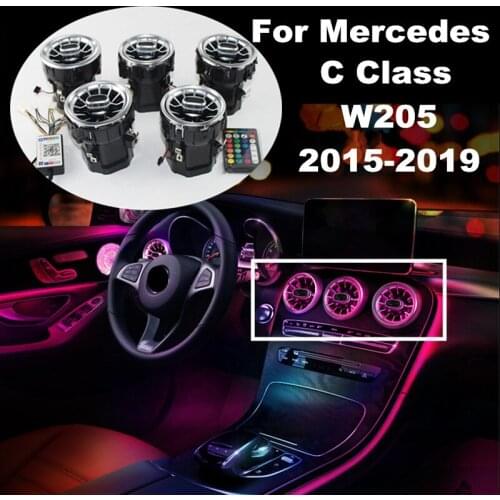 LED Air Outlet For Mercedes Benz C Class W205 2015-2019 Interior Front Console Air Condition AC Vent Outlet Turbo Style Replace