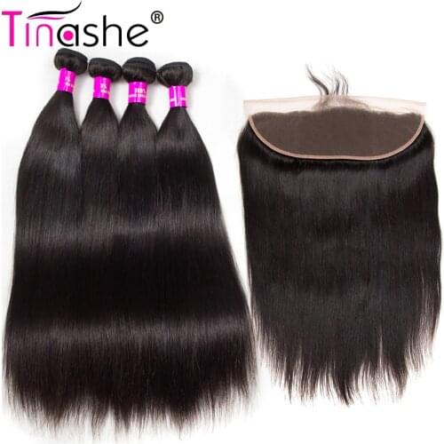 Tinashe Hair Brazilian Hair Weave Frontal With Bundles Natural Color Remy Human Hair Straight Hair Bundles With Frontal Closure