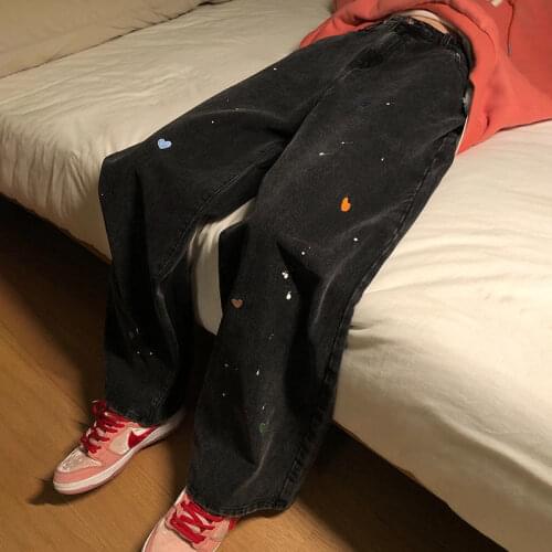 HOUZHOU Vintage Hip Hop Punk Jeans Harajuku Grunge Black Gothic Wide Leg Denim Pants Women 90s Aesthetic Streetwear Jeans Loose