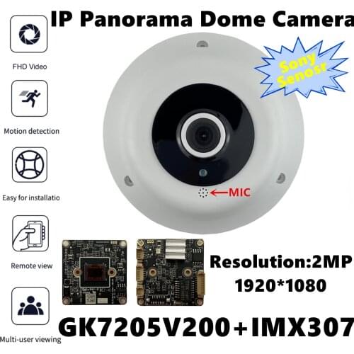 Built-In MIC Audio Panorama Sony IMX307+3516EV200 3MP 2304*1296 IP Ceiling Dome Camera 1.7mm FishEye Low illumination IRC ONVIF