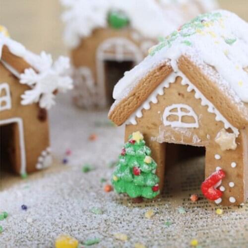 Y1UU 3Pcs Christmas Gingerbread House Biscuit Cutter Set Stainless Steel Cookie Mould