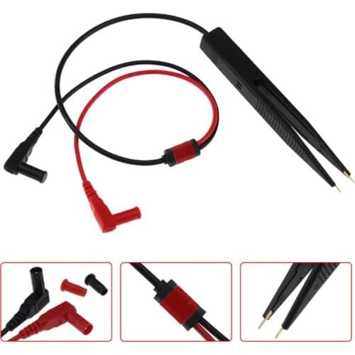SMT SMD Chip Resistance Test Clip Grip Lead Probe Multimeter Meter Capacitor Tweezer