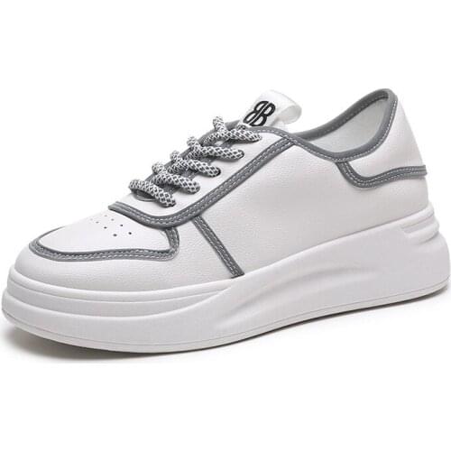 XEK 2019 Autumn High Top Wedge Platform Sneakers Women Casual Shoes Hidden Heels Ladies Sneakers Women Shoes YYJ207