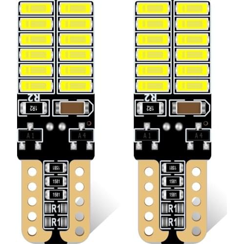 1PCS T10 LED Bulb Canbus W5W Car LED Signal Light 12V 168 194 501 Wedge License Plate Lights 4014 24SMD White Red Blue Yellow