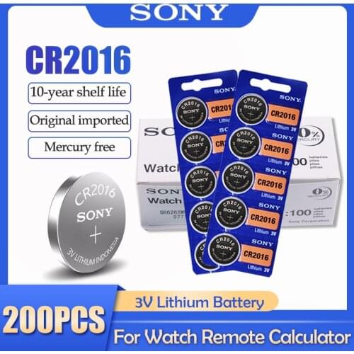 200PCS/lot Sony CR2016 CR 2016 DL2016 LM2016 BR2016 ECR2016 3V Lithium Battery For Watch Calculator Remote Control Button Cell